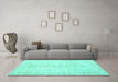 Machine Washable Persian Turquoise Traditional Area Rugs in a Living Room,, wshtr3772turq