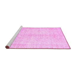 Sideview of Machine Washable Persian Pink Traditional Rug, wshtr3772pnk