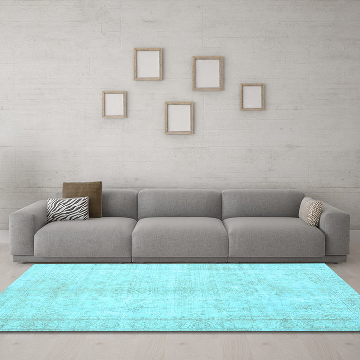 Machine Washable Persian Light Blue Traditional Rug in a Living Room, wshtr3772lblu