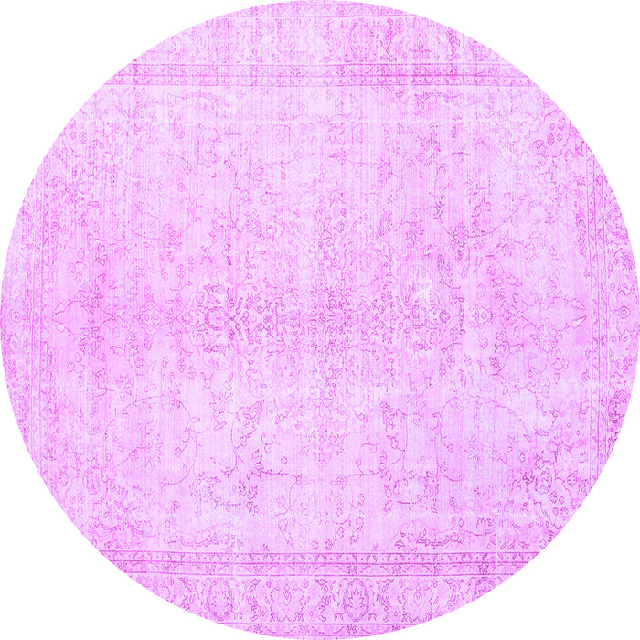 Round Machine Washable Persian Purple Traditional Area Rugs, wshtr3772pur