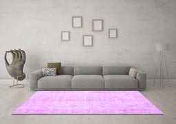 Machine Washable Persian Purple Traditional Area Rugs in a Living Room, wshtr3772pur