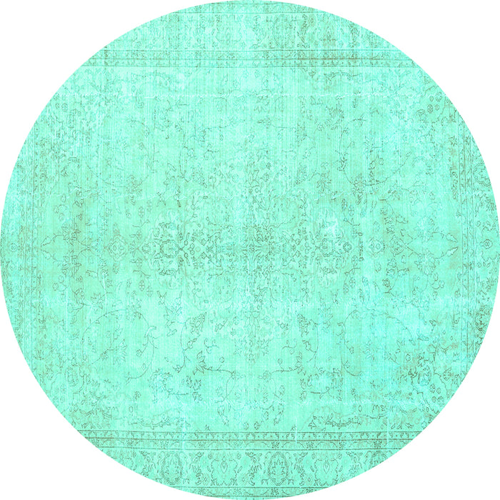 Round Persian Turquoise Traditional Rug, tr3772turq