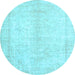 Round Persian Light Blue Traditional Rug, tr3772lblu