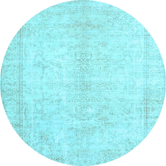 Round Machine Washable Persian Light Blue Traditional Rug, wshtr3772lblu