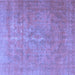 Square Machine Washable Persian Blue Traditional Rug, wshtr3773blu
