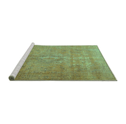 Sideview of Machine Washable Persian Turquoise Traditional Area Rugs, wshtr3773turq