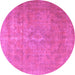 Round Persian Purple Traditional Rug, tr3773pur