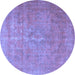 Round Persian Blue Traditional Rug, tr3773blu