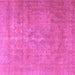 Square Machine Washable Persian Purple Traditional Area Rugs, wshtr3773pur