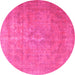 Round Persian Pink Traditional Rug, tr3773pnk