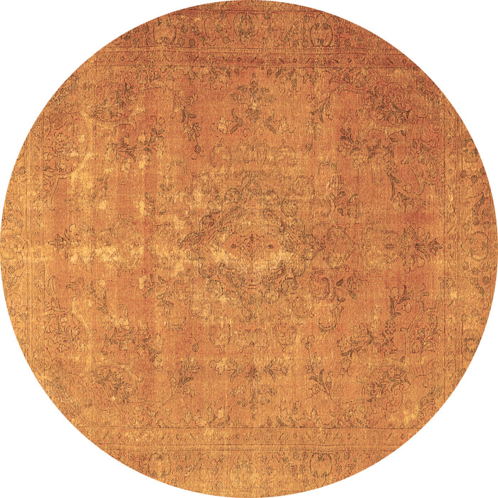 Round Machine Washable Persian Brown Traditional Rug, wshtr3773brn