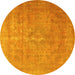 Round Persian Yellow Traditional Rug, tr3773yw