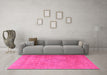 Machine Washable Persian Pink Traditional Rug in a Living Room, wshtr3773pnk