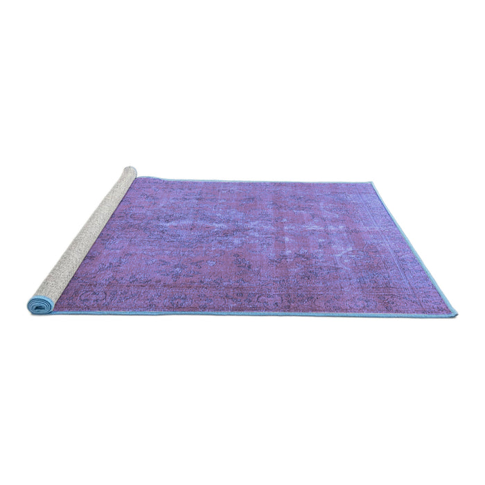 Sideview of Machine Washable Persian Blue Traditional Rug, wshtr3773blu