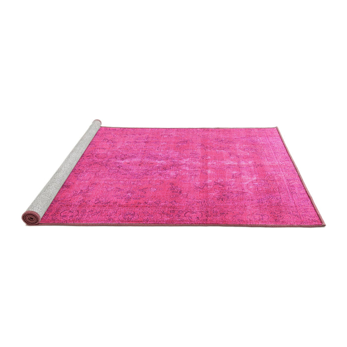 Sideview of Machine Washable Persian Pink Traditional Rug, wshtr3773pnk
