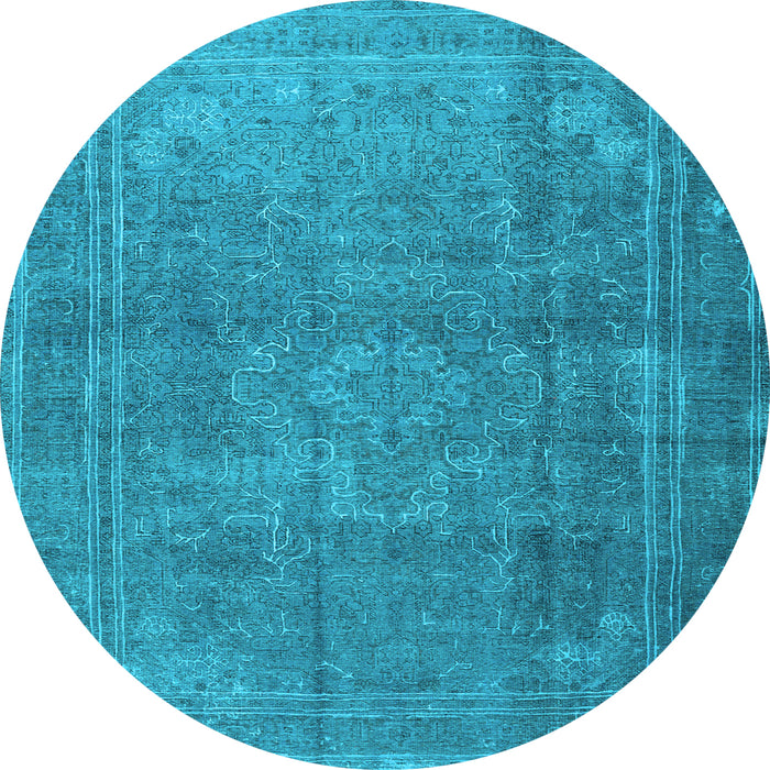 Round Machine Washable Persian Light Blue Traditional Rug, wshtr3774lblu