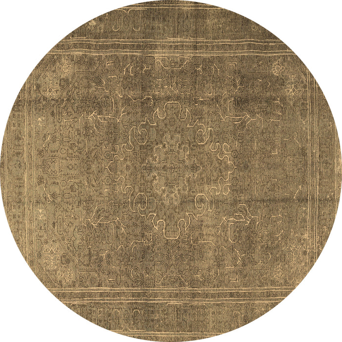 Round Machine Washable Persian Brown Traditional Rug, wshtr3774brn