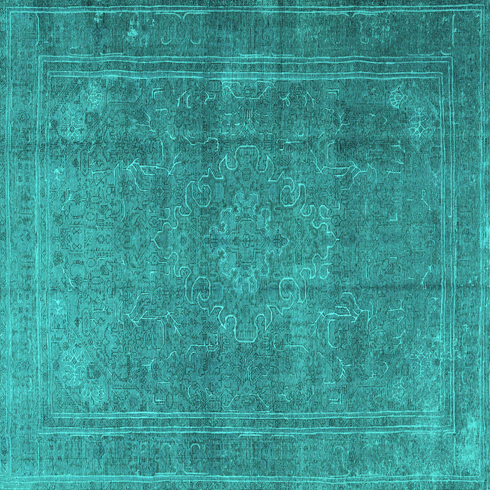Square Machine Washable Persian Turquoise Traditional Area Rugs, wshtr3774turq