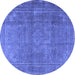 Round Persian Blue Traditional Rug, tr3774blu