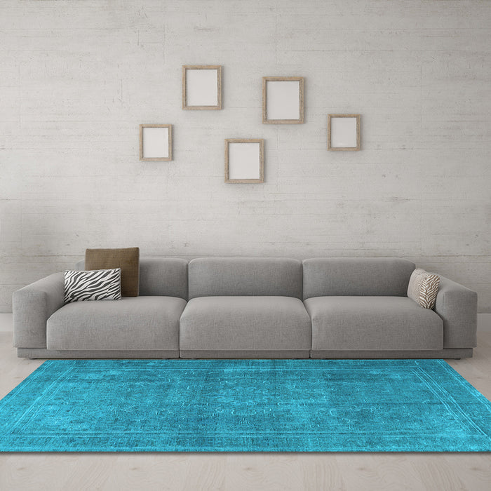Machine Washable Persian Light Blue Traditional Rug in a Living Room, wshtr3774lblu