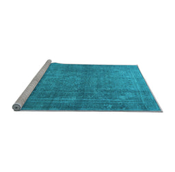 Sideview of Machine Washable Persian Light Blue Traditional Rug, wshtr3774lblu