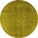 Round Machine Washable Persian Yellow Traditional Rug, wshtr3774yw