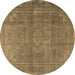 Round Persian Brown Traditional Rug, tr3774brn