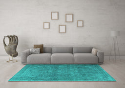 Machine Washable Persian Turquoise Traditional Area Rugs in a Living Room,, wshtr3774turq