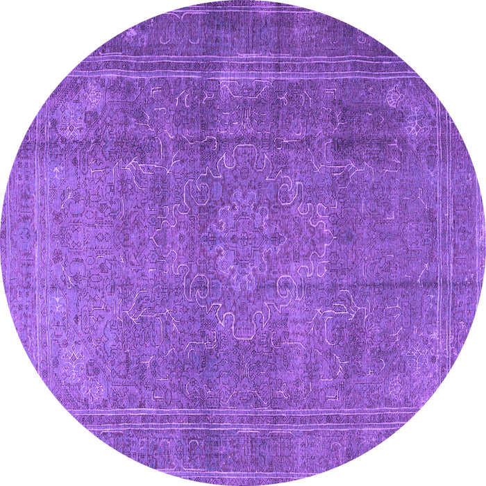 Round Machine Washable Persian Purple Traditional Area Rugs, wshtr3774pur