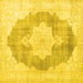 Square Machine Washable Persian Yellow Traditional Rug, wshtr3775yw