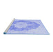 Sideview of Machine Washable Persian Blue Traditional Rug, wshtr3775blu