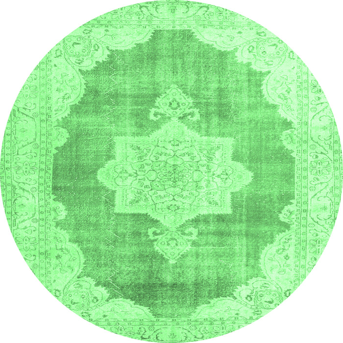 Round Persian Emerald Green Traditional Rug, tr3775emgrn
