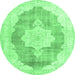 Round Persian Emerald Green Traditional Rug, tr3775emgrn