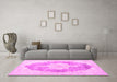 Machine Washable Persian Pink Traditional Rug in a Living Room, wshtr3775pnk