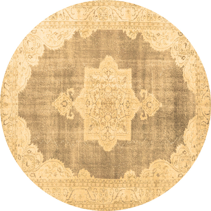 Round Persian Brown Traditional Rug, tr3775brn