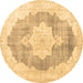 Round Persian Brown Traditional Rug, tr3775brn