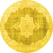 Round Persian Yellow Traditional Rug, tr3775yw