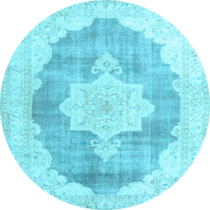 Round Persian Light Blue Traditional Rug, tr3775lblu
