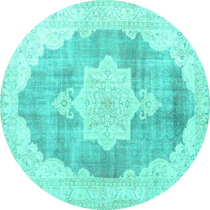 Round Persian Turquoise Traditional Rug, tr3775turq