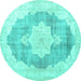 Round Persian Turquoise Traditional Rug, tr3775turq