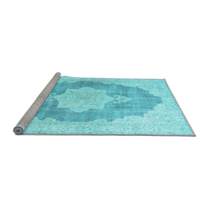 Sideview of Machine Washable Persian Light Blue Traditional Rug, wshtr3775lblu
