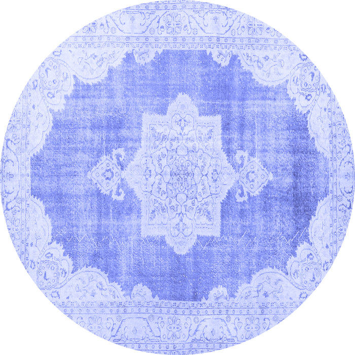 Round Persian Blue Traditional Rug, tr3775blu