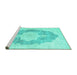 Sideview of Machine Washable Persian Turquoise Traditional Area Rugs, wshtr3775turq