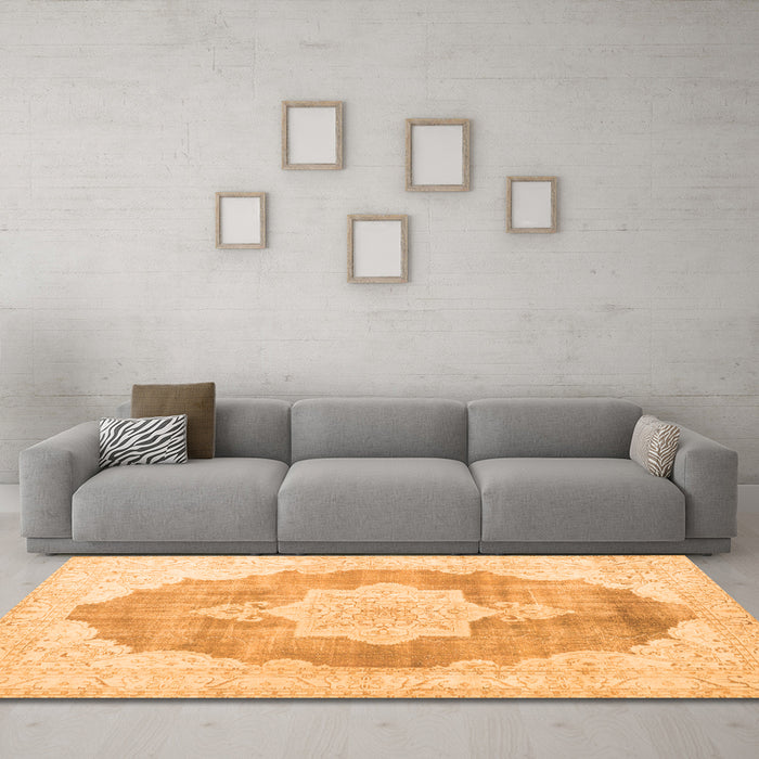 Machine Washable Persian Orange Traditional Area Rugs in a Living Room, wshtr3775org