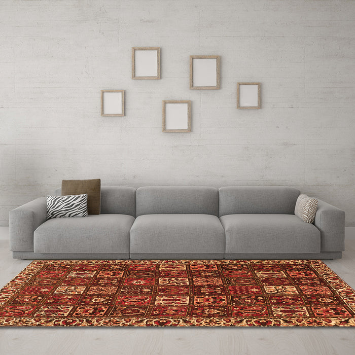Machine Washable Persian Orange Traditional Area Rugs in a Living Room, wshtr3776org