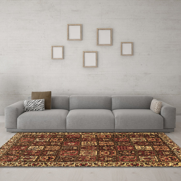 Machine Washable Persian Brown Traditional Rug in a Living Room,, wshtr3776brn