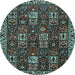 Round Persian Light Blue Traditional Rug, tr3776lblu