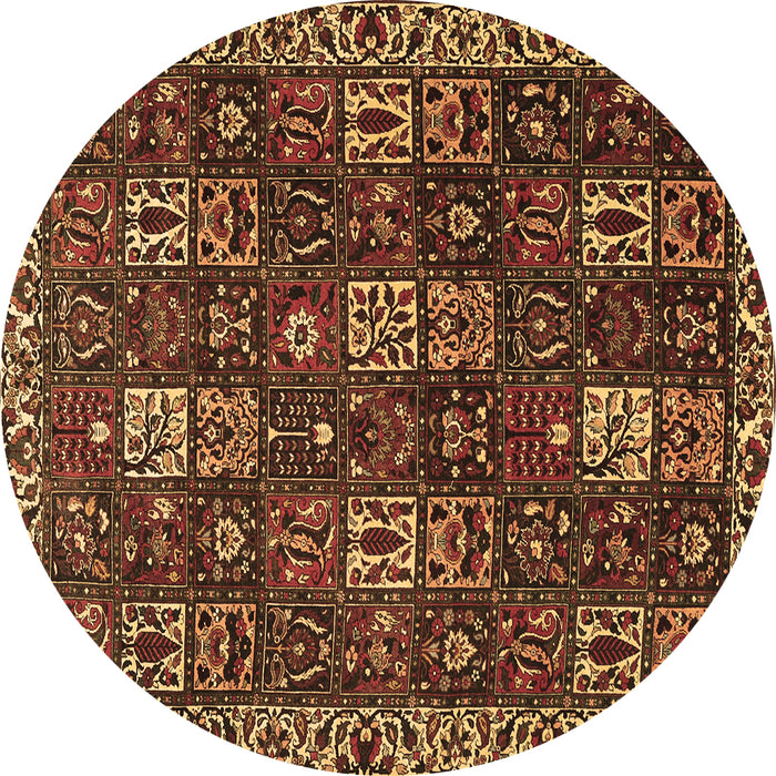 Round Persian Brown Traditional Rug, tr3776brn