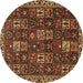 Round Persian Brown Traditional Rug, tr3776brn