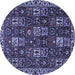 Round Machine Washable Persian Blue Traditional Rug, wshtr3776blu